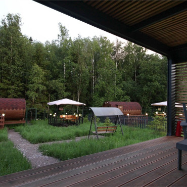 Коттедж "SPA Порожки O-frame Large с баней-бочкой"