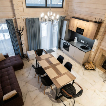 Дом "Дом из бруса с камином и баней из осины 4+2"