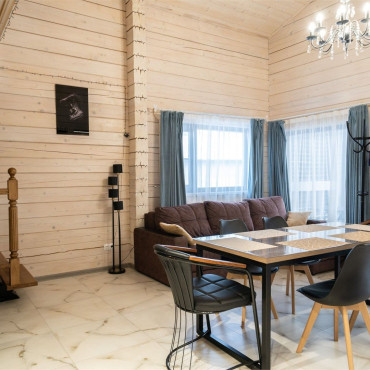 Дом "Дом из бруса с камином и баней из осины 4+2"