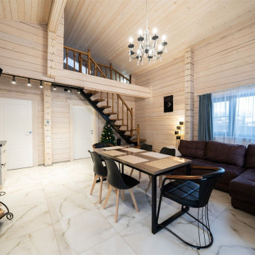 Дом "Дом из бруса с камином и баней из осины 4+2"