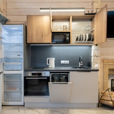 Дом "Дом из бруса с камином и баней из осины 4+2"