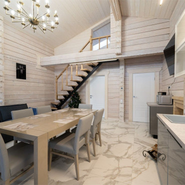 Дом "Дом из бруса с камином и баней из липы 4+2"