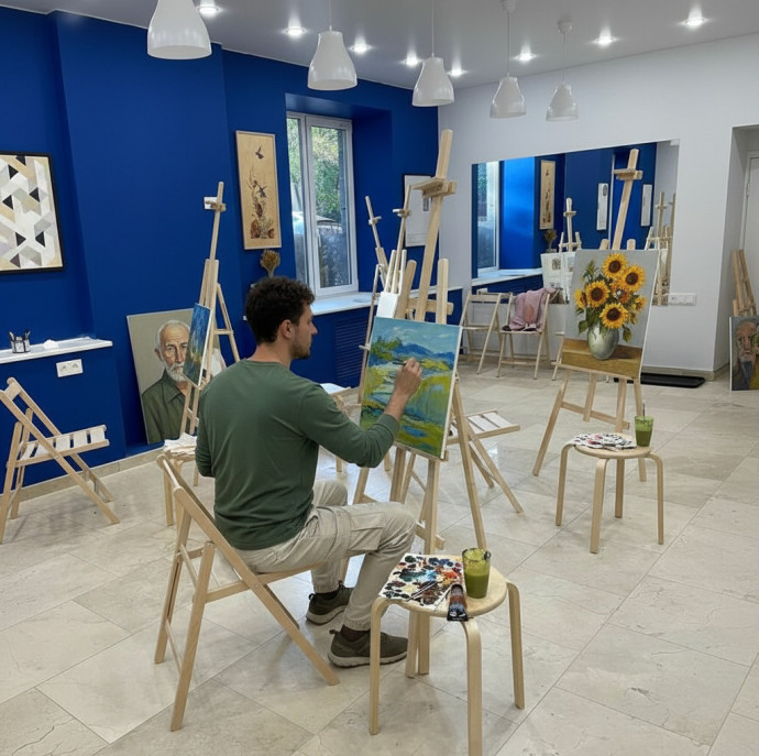 Мастер-класс Интерьерная картина с потальным золотом в Москве