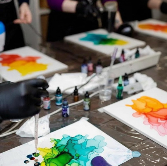 Мастер-класс картина алкогольными чернилами в Москве