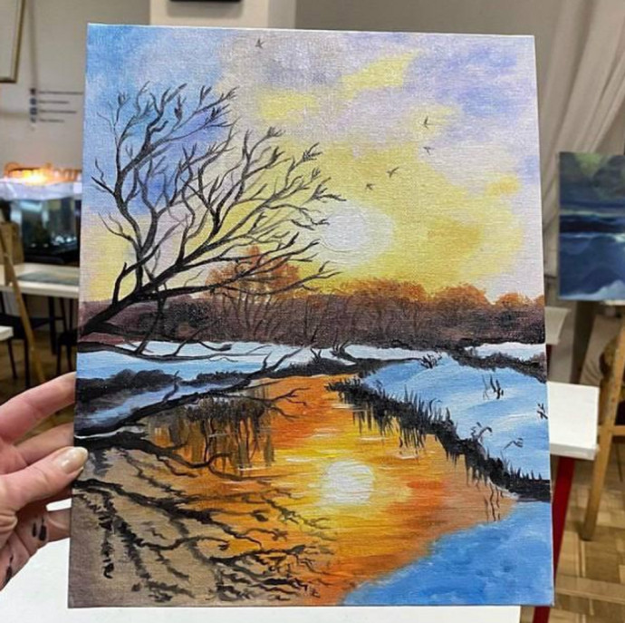 Совместное рисование картин на холсте в Москве