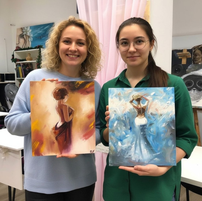 Совместное рисование картин на холсте в Москве