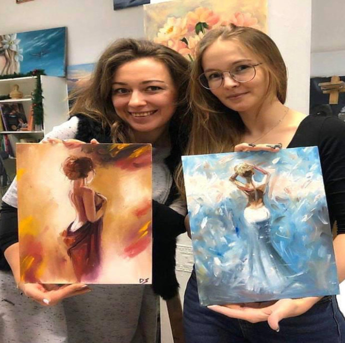 Совместное рисование картин на холсте в Москве