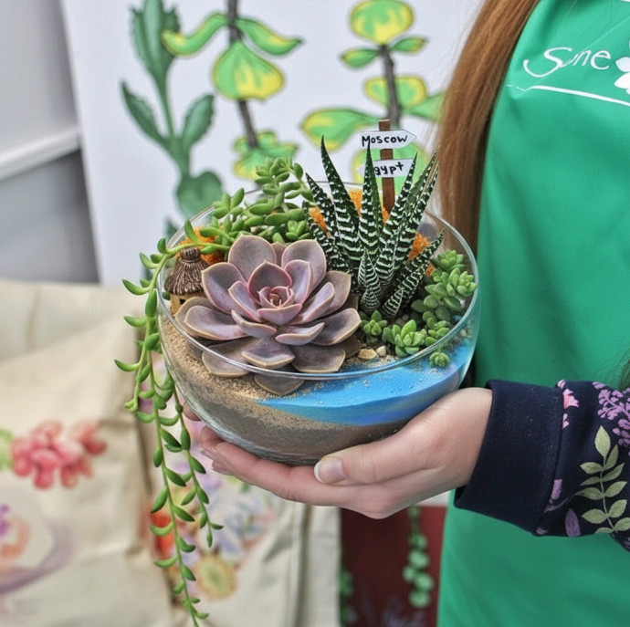 Мастер-класс по созданию мини-сада с суккулентами в Москве