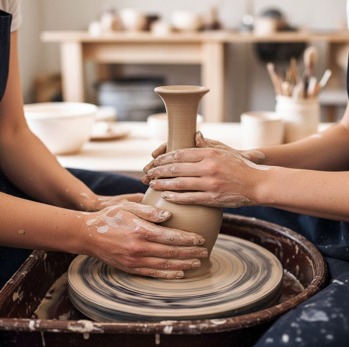 Мастер-класс за гончарным кругом в составе группы в Москве