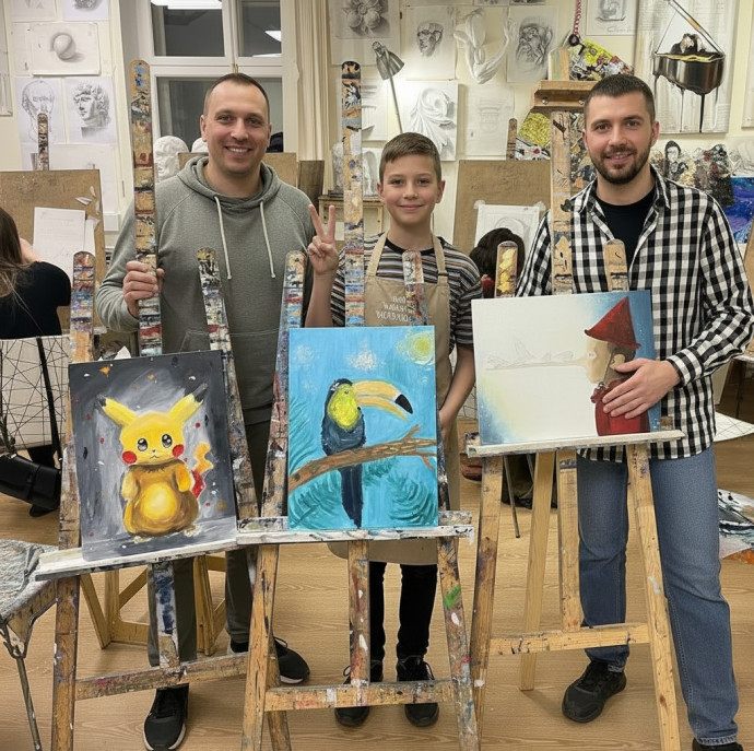 Семейный мастер-класс по рисованию в Москве