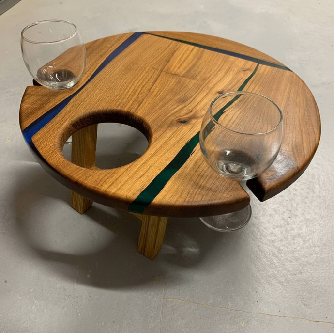 Мастер-класс Винный столик из дерева с эпоксидной смолой в Москве