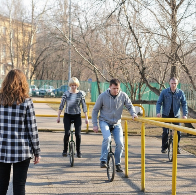 Занятие на уницикле в Москве