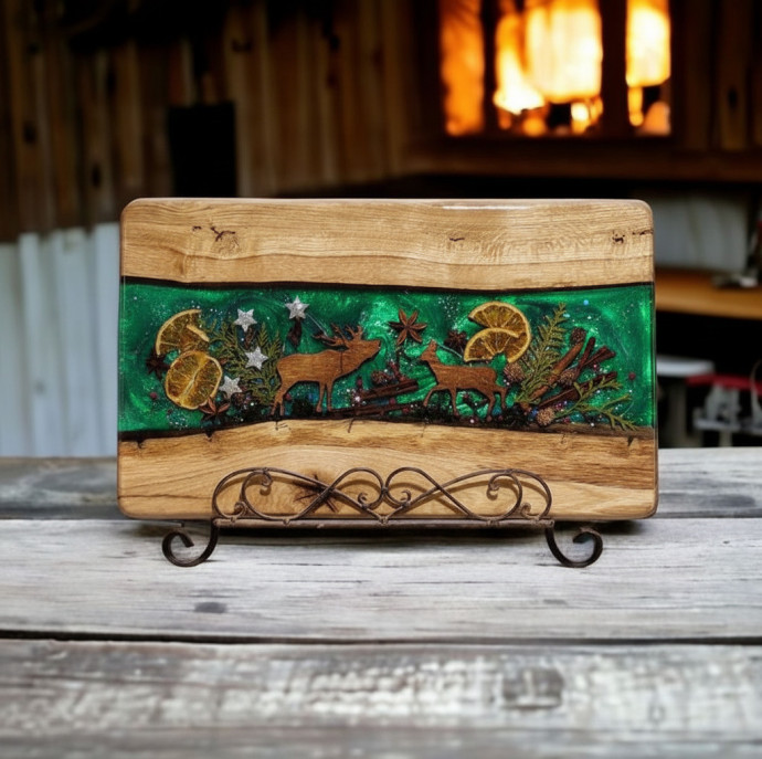 Мини курс Новогодняя сервировочная доска с эпоксидной смолой в Москве