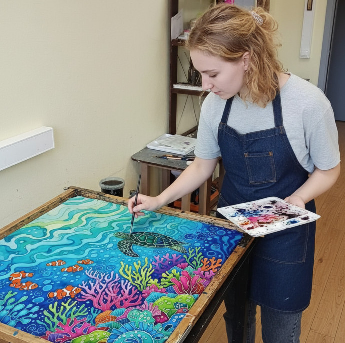 Индивидуальный мастер-класс по батику Роспись платка в Москве