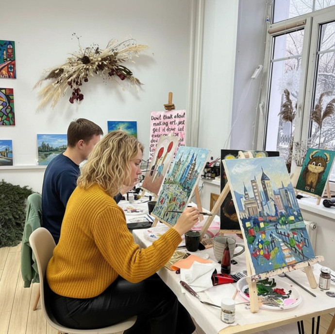 Мастер-класс по современной живописи в группе в Москве