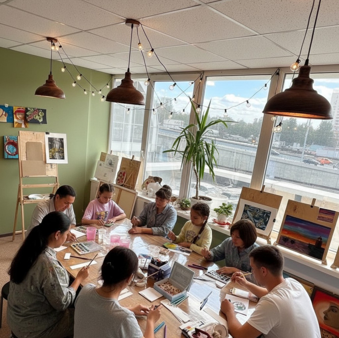 Пробное занятие в арт школе Картина акрилом в Москве