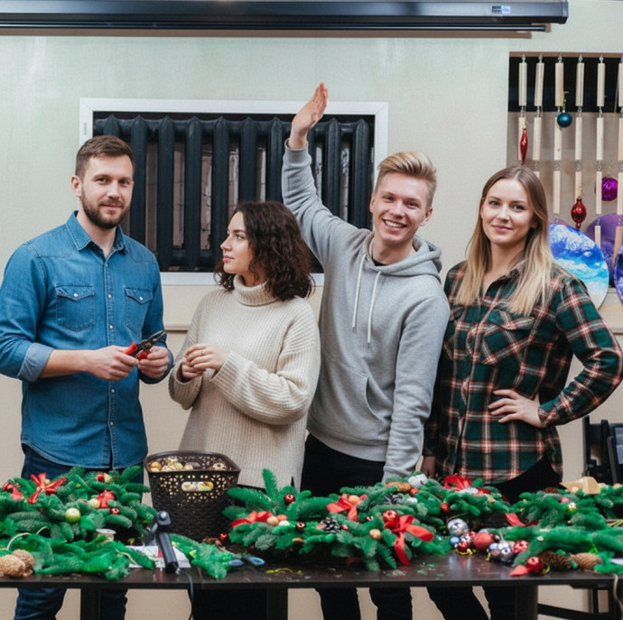 Мастер-класс новогодний венок в Москве