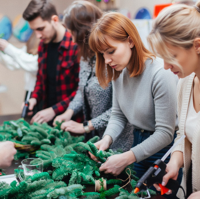Мастер-класс новогодний венок в Москве