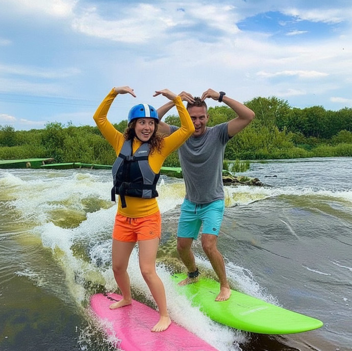 Урок речного серфинга на реке ДОН в Москве