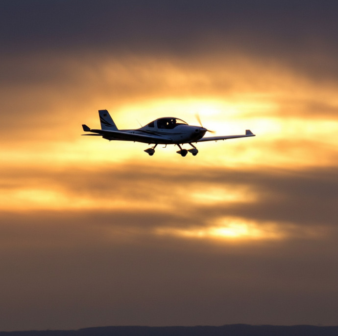 Полет на закате на самолете Aquila A210 в Москве