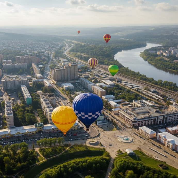 Полет на большом воздушном шаре в группе в Москве