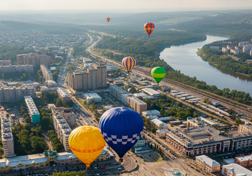 Полет на большом воздушном шаре в группе в Москве