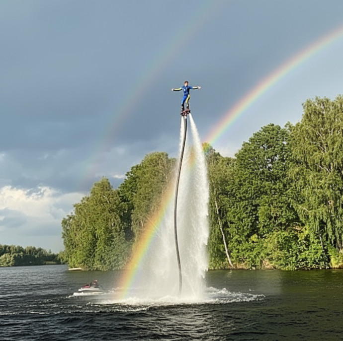 Полет на флайборде Поведники в Москве