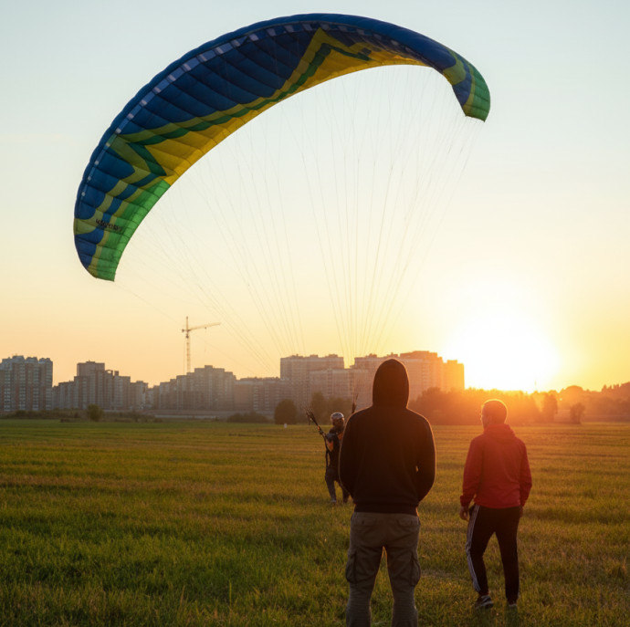 Парный полет на двух парапланах в Москве