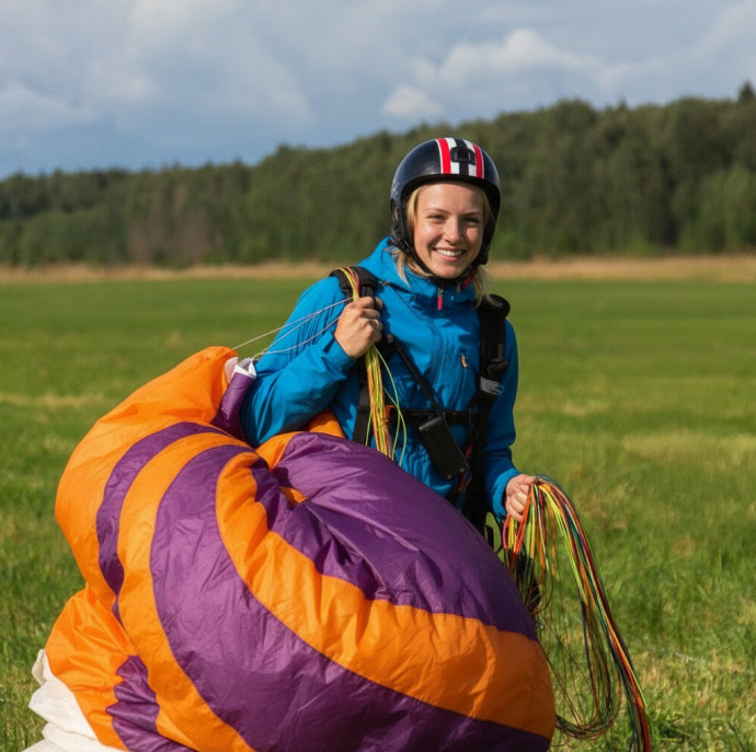 Полет на параплане Первый сам в Москве