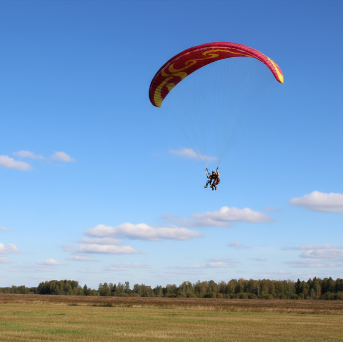 Полет на параплане Первый сам в Москве