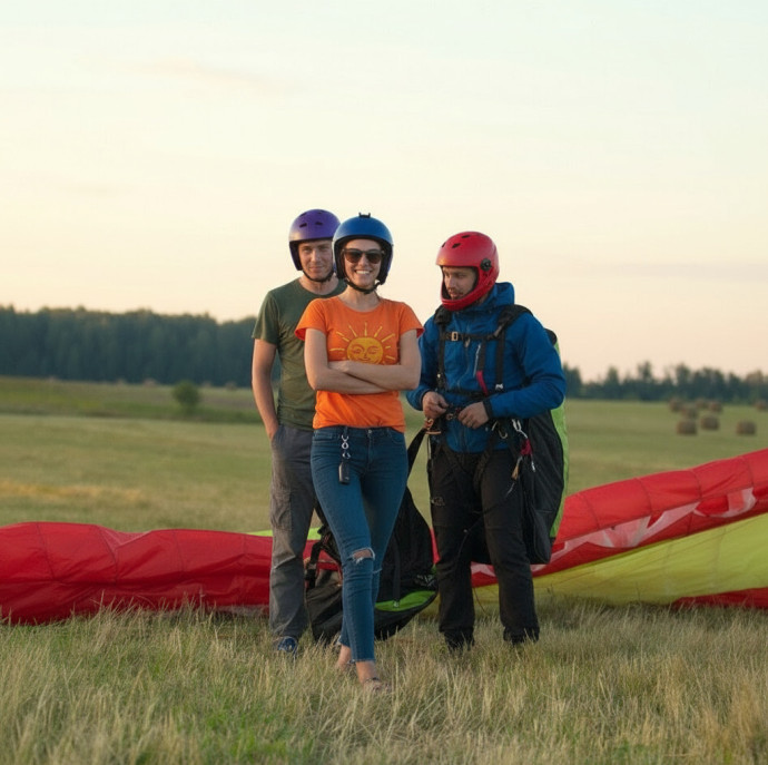 Высотный полет на параплане в Москве