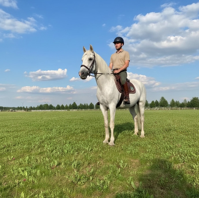 Конная прогулка по территории парка Русь в Москве