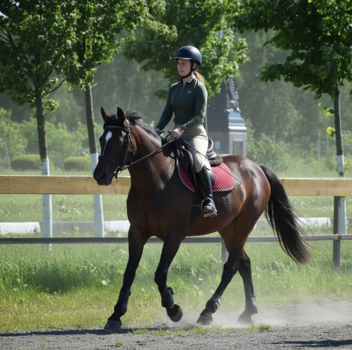 Конная прогулка по территории парка Русь в Москве