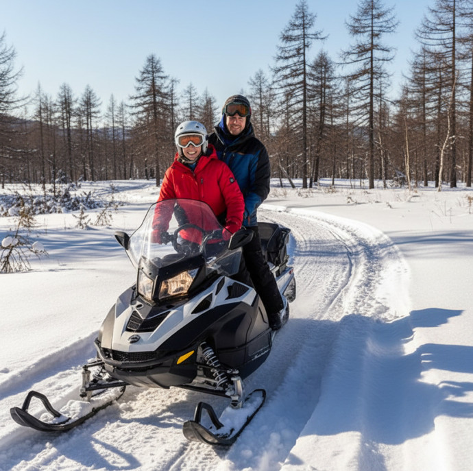 Романтический вечер на снегоходах в Москве