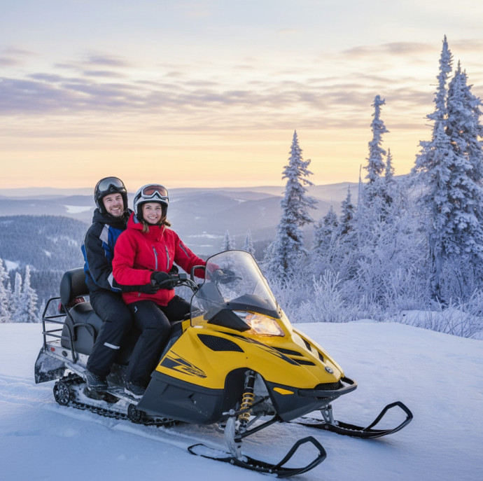 Романтический вечер на снегоходах в Москве