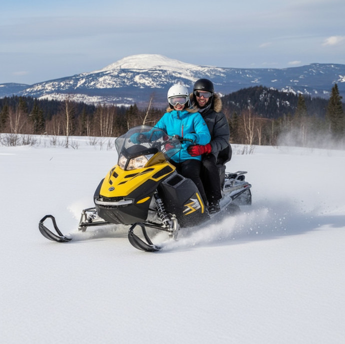 Романтический вечер на снегоходах в Москве