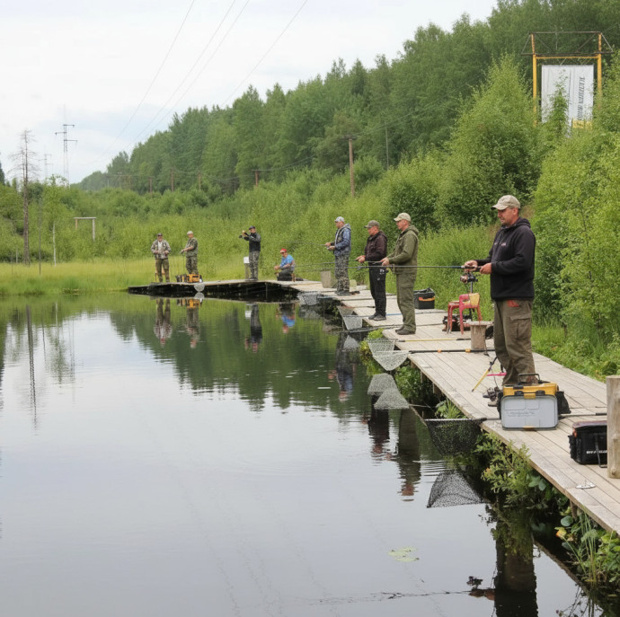 Рыбалка на озере в Москве