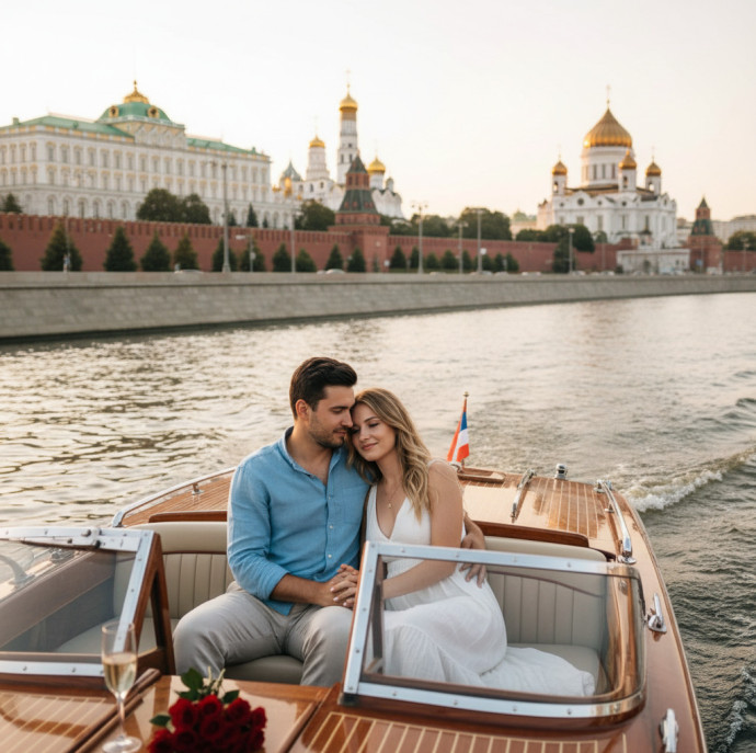 Романтическая прогулка на катере в Москве