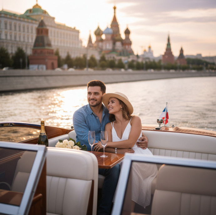 Романтическая прогулка на катере в Москве