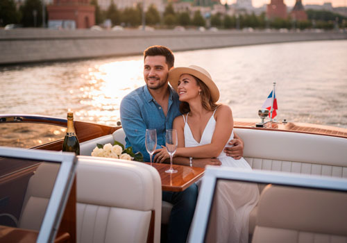 Романтическая прогулка на катере в Москве