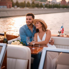 Романтическая прогулка на катере в Москве