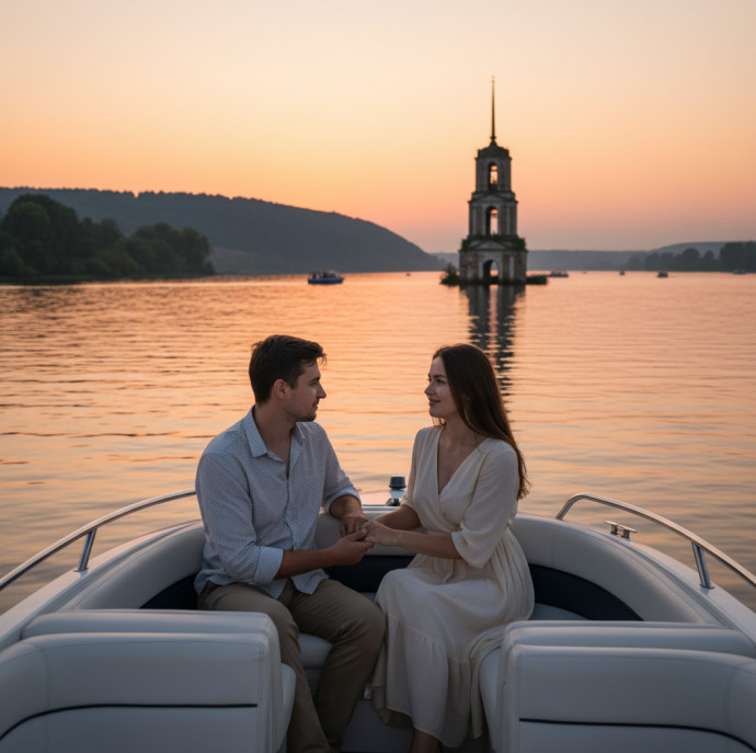 Романтический вечер на катере в Калязине в Москве