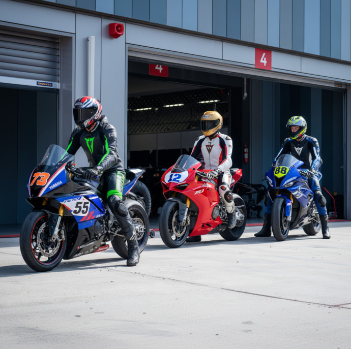 Заезд на гоночном треке на спортивном мотоцикле в Москве