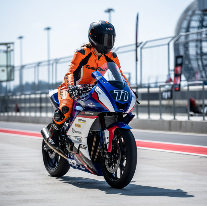 Заезд на гоночном треке на спортивном мотоцикле в Москве