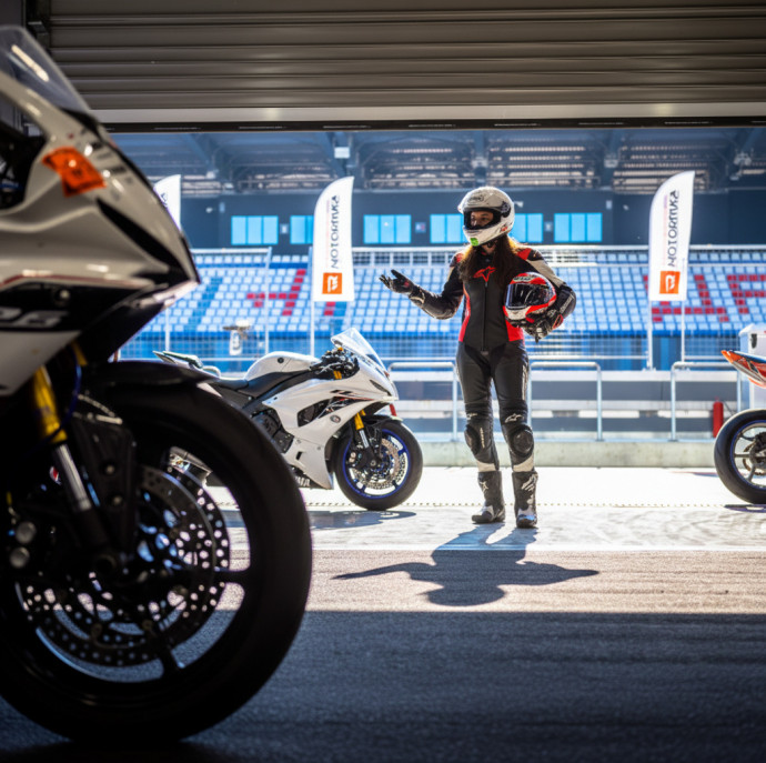 Заезд на гоночном треке на спортивном мотоцикле в Москве