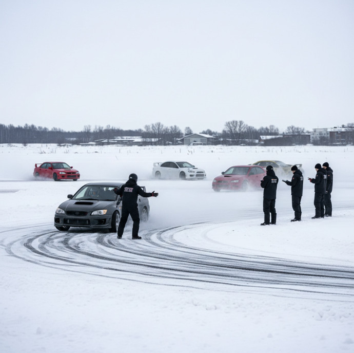 Зимний дрифт на авто в Москве