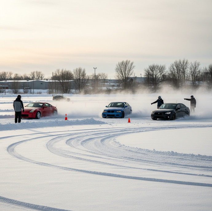 Зимний дрифт на авто в Москве