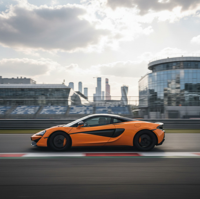 Заезд на спорткаре McLaren 570S на гоночном треке в Москве