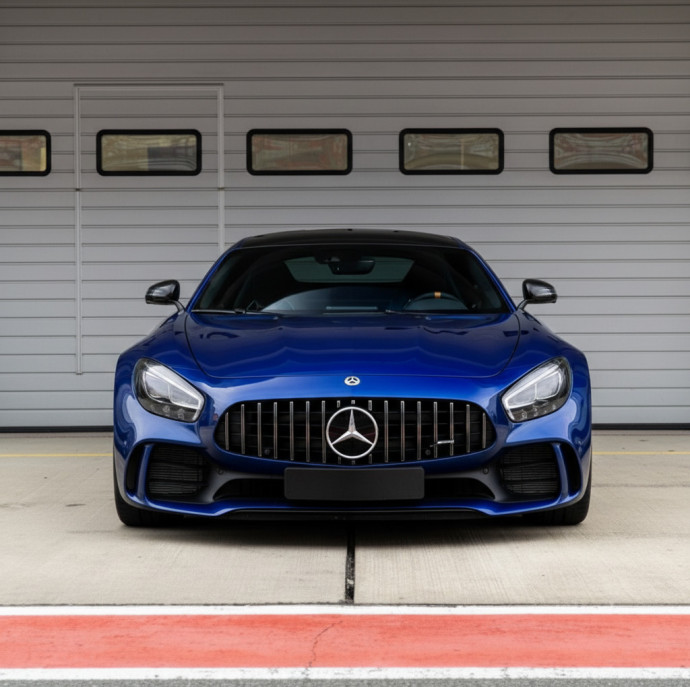 Заезд на спорткаре Mercedes AMG GT-R на гоночном треке в Москве