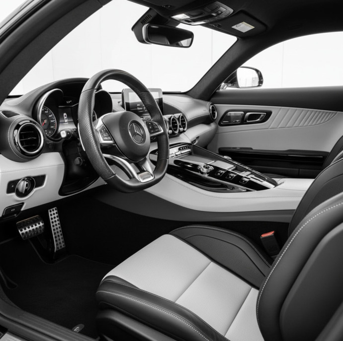 Заезд на спорткаре Mercedes AMG GT-R на гоночном треке в Москве